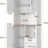 Modern Kitchen Pantry Cabinet with Microwave Stand, Tall Hutch Bar Cabinet with Drawers & Adjustable Shelves, Large Wood Storage Cabinet for Dining Room, Living Room, White