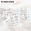 Sectional Couches with Ottoman Storage, Lounge Modular Sectional Sofa with Reversible Cup Holder, Modern Nail-Head L Shaped Couch for Living Room Furniture Sets, Bedroom, Gray