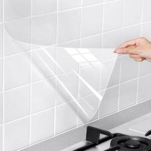 Snkxu Clear Contact Paper, Protection for Kitchen Backsplash Tiles, Cabinets, Walls, and Shelves. Waterproof and Oil-Proof Peel and Stick Covering(15.7X78.7 Inches)