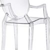 Modway Casper Modern Acrylic Stacking Kitchen and Dining Room Arm Chair in Clear - Fully Assembled