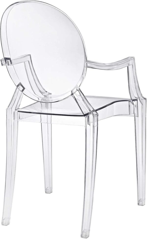 Modway Casper Modern Acrylic Stacking Kitchen and Dining Room Arm Chair in Clear - Fully Assembled