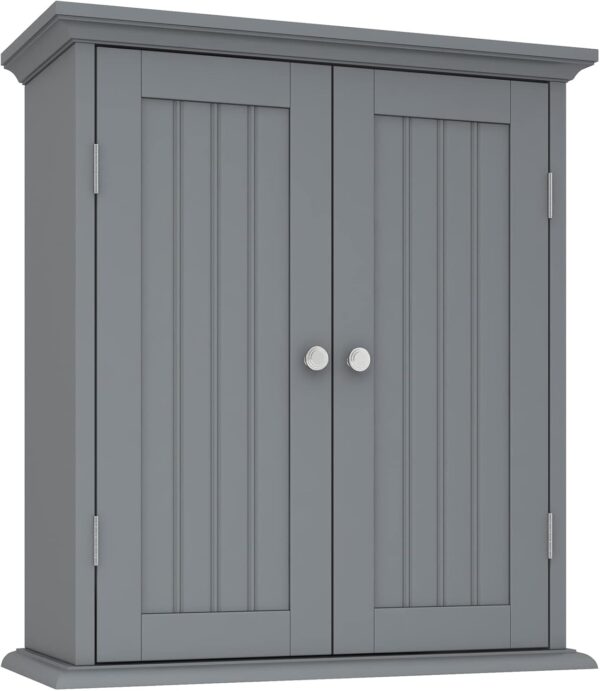 ChooChoo Bathroom Wall Cabinet, Over The Toilet Space Saver Storage Cabinet, Medicine Cabinet with 2 Door and Adjustable Shelves, Cupboard (Grey)