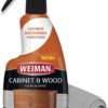 Weiman Cabinet & Wood Clean & Shine Spray - Furniture, Kitchen Cabinets, Baseboard & Trim, Fresh Almond Scent, Microfiber Cloth Included