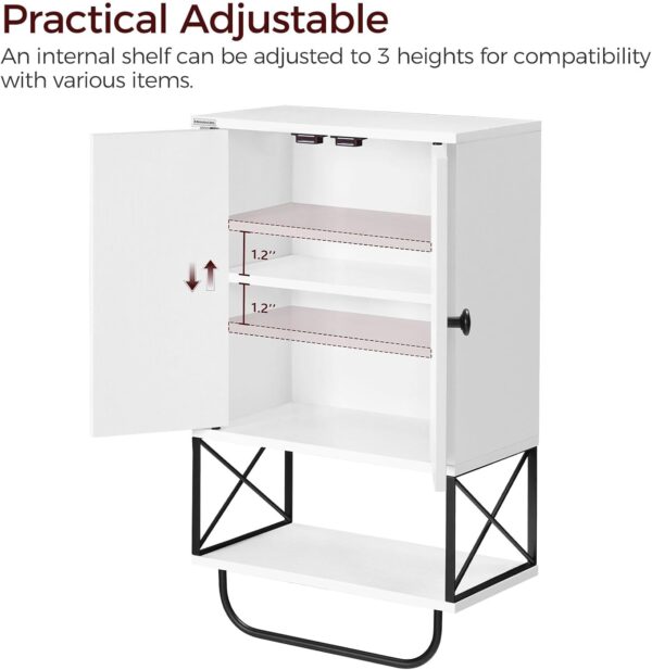 61LH6SbO-kL._AC_SL1500_.jpg Bathroom Wall Cabinet with 2 Door and Adjustable Shelves, Farmhouse Medicine Cabinet with Towel Rack, 3-Tier Wall Mounted Storage Cabinet Over The Toilet for Bathroom Laundry Room, White