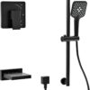 Gabrylly Bathtub Shower Faucet Set, Slide Bar Shower System with Handheld Shower Head Set, Tub Shower Trim Kit with Shower Valve,Matte Black