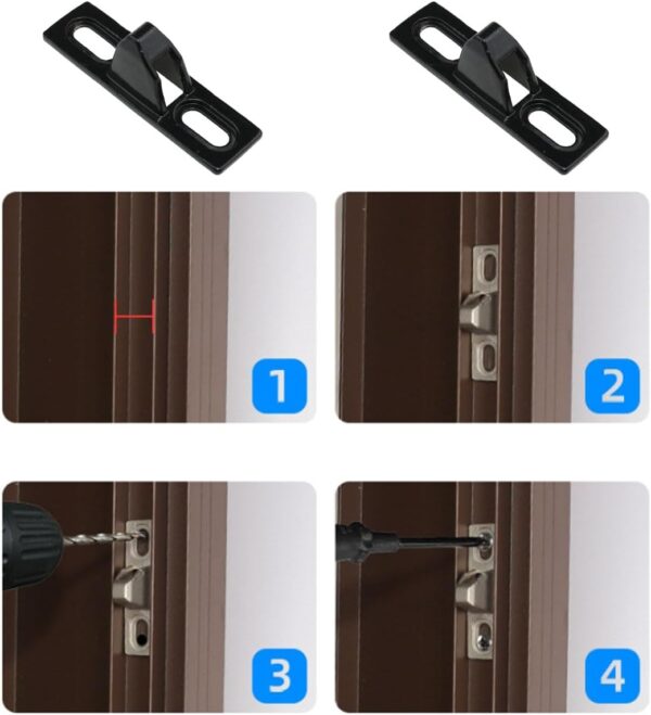 Stainless Steel Sliding Door Keepers Sliding Glass Lock Sliding Door Hardware Sliding Door Latch Replacement with Mounting Screws for All Kinds of Sliding Patio Doors (Black) 2PCS