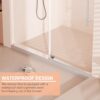 Shower Door, Sliding Shower Door with Explosion-Proof Film Clear Glass, Frameless Tempered Glass Shower Door with Stainless Steel Handle & Waterproof Seal Strip Parts