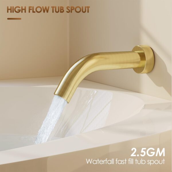 Shower System with Tub Spout, Shower Faucet Set with 10-Inch Rain Shower Head, Handheld Shower head and Shower Faucet Trim valve, Wall Mounted Bathroom Shower Combo Set,Gold