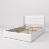 SHA CERLIN Queen Size Lift Up Storage Bed/Velvet Upholstered/Modern Wingback Headboard/Upholstered Platform Bed Frame/Hydraulic Storage/No Box Spring Needed/White