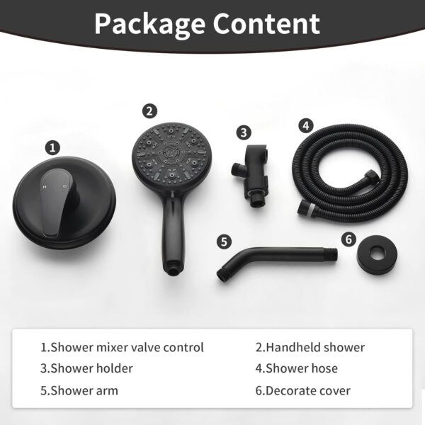 Single-Handle Shower Faucet Set Shower Kit with Valve Shower Trim Kit with 10 Spray Handheld Shower Head System Shower Valve and Trim Kit Matte Black Shower Fixtures