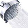 Briout Shower Head, High Pressure Shower Heads 4.1 Inch 5 Settings Rain High Flow Fixed Showerhead for Luxury Shower Experience Even at Low Water Pressure, Chrome