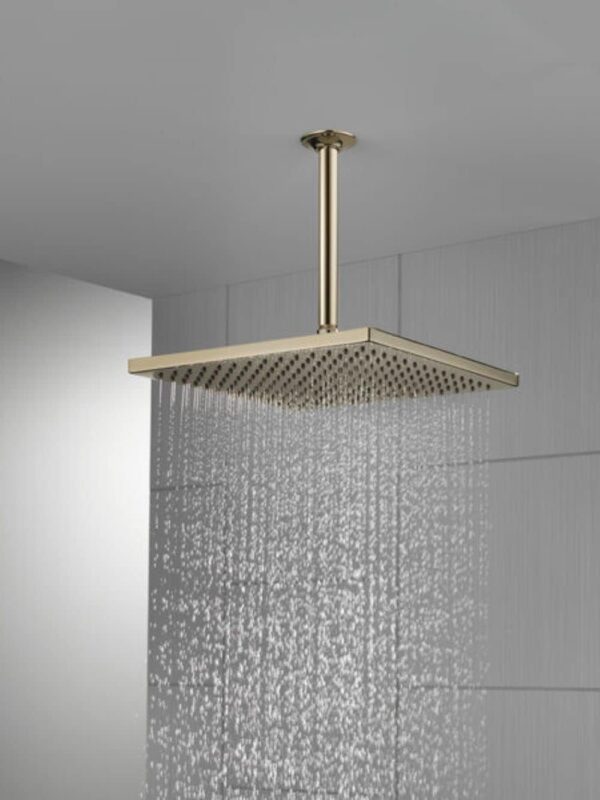 Delta -faucet Single-Spray Raincan Shower Head, Gold Shower Head, Rainfall Shower Head, Square Shower Head, 2.5 GPM Flow Rate, Lumicoat Champagne Bronze 52159-CZ-PR25