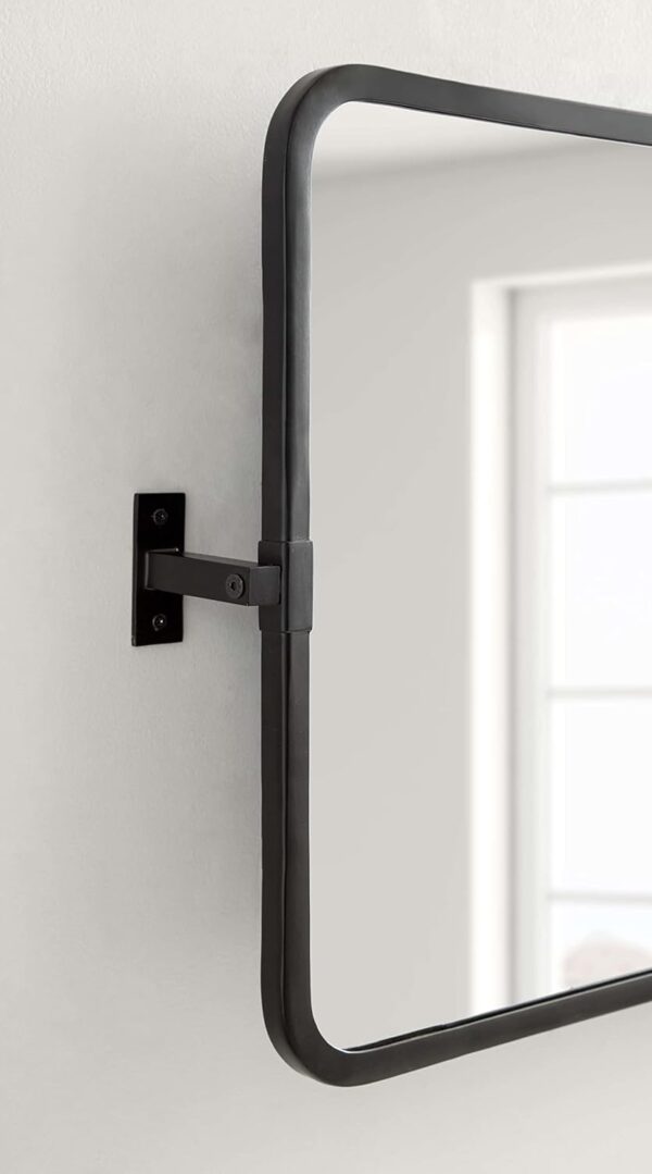 Kate and Laurel Elijah Modern Rectangular Pivot Wall Mirror, 32 x 20, Black, Decorative Adjustable Mirror for Wall