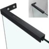 Shower Door Support Bracket, Stainless Steel Stabilizer Brace for 1/4"(6mm) 5/19"(8mm) 1/2"(10mm) Framless Shower Glass Door, 9.45 Inch Long, 3.4 Inch Right Bar, Matte Black