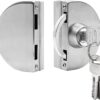 Fits on 1/2" Glass,10 mm -12 mm, Glass Door Lock, Stainless Steel Double Bolts Swing Push Sliding Access Control Office Glass Door Lock with 3 Keys (101-B)