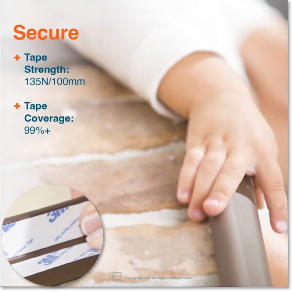 Roving Cove Edge Corner Protector Baby Proofing (Large 15ft Edge 4 Corners) - Hefty-Fit Heavy-Duty, Soft NBR Rubber Foam, Furniture Fireplace Safety Bumper Guard, 3M Adhesive, Coffee Brown