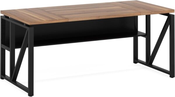 Tribesigns 63" Executive Desk with Reversible File Cabinet, Large L-Shaped Office Desk with Drawers, Business Furniture Workstation for Home Office