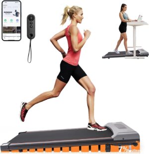 Walking Pad with 7% Incline and APP&Remote Control,300+lb Capacity Under Desk Treadmill 2.5HP Treadmill,10 HIIT Modes Treadmills for Home Office