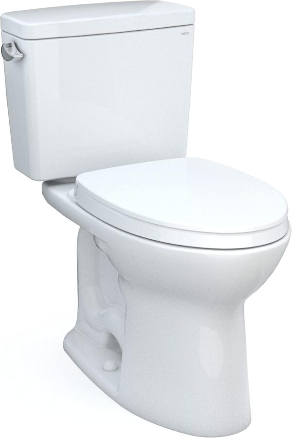 TOTO Drake Two-Piece Elongated 1.6 GPF TORNADO FLUSH Toilet with CEFIONTECT and SoftClose Seat, WASHLET+ Ready, Cotton White - MS776124CSG#01