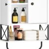 61VYwpWnseL._AC_SL1500_.jpg Bathroom Wall Cabinet with 2 Door and Adjustable Shelves, Farmhouse Medicine Cabinet with Towel Rack, 3-Tier Wall Mounted Storage Cabinet Over The Toilet for Bathroom Laundry Room, White