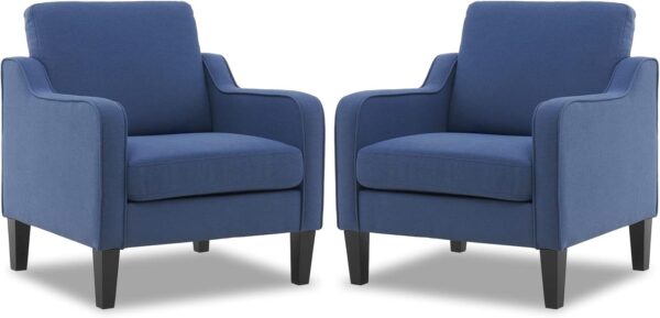 VINGLI Modern Accent Chairs Set of 2,Comfy Blue Armchair for Bedroom,Living Room Upholstered Sofa Chair Reading Chair for Small Spaces
