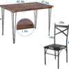 VECELO 5-Piece Dining Table Set for Home Kitchen Small Space Breakfast Nook, 4 Faux Leather Metal Frame Chairs, Retro Brown