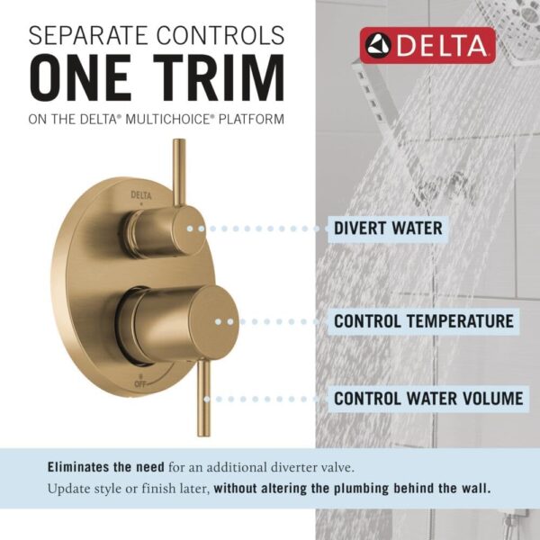 Delta Faucet Modern Raincan 2-Setting Round Shower System Including Rain Shower Head and Handheld Spray Gold, Rainfall Shower System Gold, Shower Valve and Trim Kit, Champagne Bronze 342702-CZ