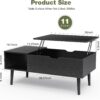 OLIXIS Wood Lift Top Coffee Table with Hidden Compartment and Large Storage Shelf, Lift Tabletop Dining Center Table for Home Living Room Office, Black