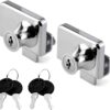 Showcase Lock Stainless Steel No Drill Glass Door Lock Display Cabinet Double Door Lock with Key for 0.21inch -0.31inch Glass Door(keyed Alike) (Silver, 409-2PCS)