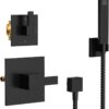 ESNBIA Bathtub Shower System with Tub Spout, Black Shower Faucet Set with 6" Rain Shower Heads, High Pressure Shower Head Set, Wall Mount Shower Fixtures with 3-Way Shower Diverter, Matte Black