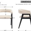 CIM0TA Modern Barrel Dining Chairs with Arms Set of 6, Upholstered Fabric Kitchen & Dining Room Chairs with Open Back/Black Wood Legs, Comfortable Side Chairs, Linen Beige