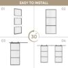 JUBEST Double Barn Door 72 x 84 in with 12FT Hardware Kit and Soft Close, 2 Sets of 36x84 in Reeded Glass Carbon Steel Frame Barn Door, Easy Assembly
