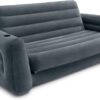 Intex Inflatable Pull-Out Sofa: Velvety Surface, 2-in-1 Valve, Cupholder, 46" x 88" x 26" - Blow-Up Couch and Folding Queen Size Air Mattress Bed