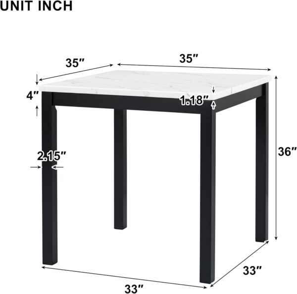Counter Height Dining Table Set for 4, Faux Marble Top Square Dining Kitchen Table with 4 Velvet Upholstered Chairs, 5 Piece Counter Height Dining Table Set for Dining Room Living Room Kitchen, Black