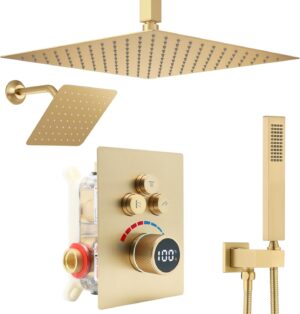 Shower System 12 Inches Rainfall Shower System Shower Head System for Bathroom 3 function shower system set Shower Faucet Rough-in Valve