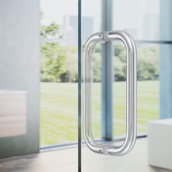 Ranbo Modern 8" C-Shaped Frameless Glass Shower Door Pull Handle, Brushed Nickel, Fits 8-12mm Glass & 35-55mm Wooden Doors