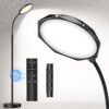 Floor Lamp, 18W Bright LED Floor Lamps for Living Room with Diamond-Surface, Stepless Adjustable Colors & Dimmer Standing Lamp with Timer, Remote & Touch Control, Reading Lights for Bedroom, Office