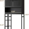 Over The Toilet Storage Cabinet, Bamboo Bathroom Cabinet with Adjustable Inside Shelf and Open Shelves, Freestanding Space-Saving Toilet Rack with Anti-Tip Design for Bathroom, Laundry, Black