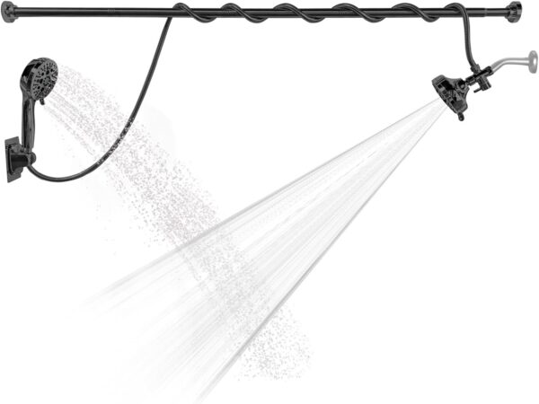 Tandem Shower - High Pressure Double Shower Head for Couple, Adjustable Shower Rod(27.5~74.8inch),9-Setting Handheld Shower Head