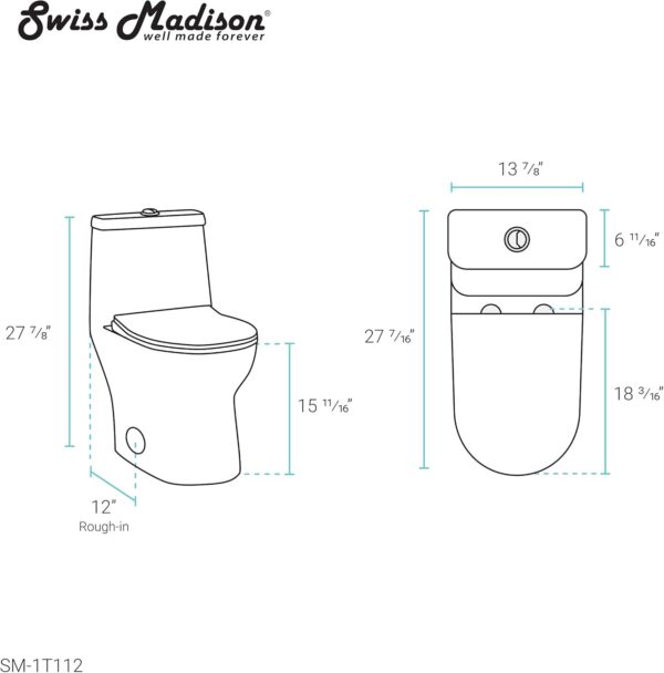 Swiss Madison SM-1T112 Ivy One Piece Toilet Dual Flush
