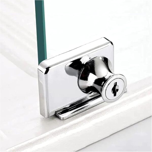 Showcase Lock Stainless Steel No Drill Glass Door Lock Display Cabinet Double Door Lock with Key for 0.21inch -0.31inch Glass Door(keyed Alike) (Silver, 409-2PCS)