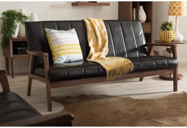 Baxton Studio Nikko Sofas, 29.45LX63.38WX31.59H, Black