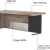 WESOME 70.87 Inch Executive Office Desk, Modern Executive Office Desk for Home Office,Mahogany Ford Executive Desk,Business Furniture Desk Workstation (Left, 70.87×35.5×30 in)