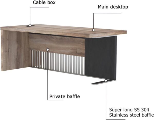 WESOME 70.87 Inch Executive Office Desk, Modern Executive Office Desk for Home Office,Mahogany Ford Executive Desk,Business Furniture Desk Workstation (Left, 70.87×35.5×30 in)