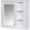 Linique 30" Bathroom Vanity with Mirror Cabinet Combo Set, Modern Bathroom Storage Cabinet with Ceramic Sink, 2 Drawers and a Tip-Out Drawer, Wall-Mounted Medicine Cabinet for Bathroom, White
