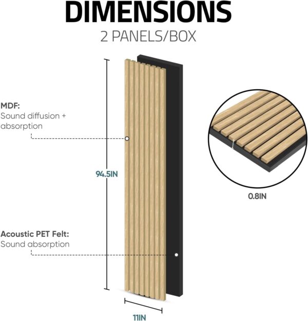 Luxury Wood Slat Panels. 14sf of Premium Acoustic Wood Panels for Walls. Wood slat wall panel for interior decor. Wood wall panels. Acoustic Wood Slat Panel. Soundproof wall panels. (Sapin)
