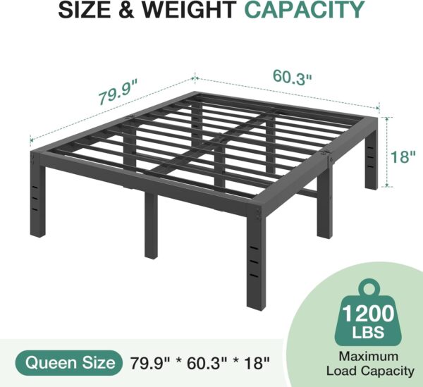 Novilla Bed Frame Queen Size, 18 Inch Simplicity Metal Platform Queen Bed Frame with Underbed Storage, No Box Spring Needed, Heavy Duty Steel Slat Support, for Bedroom, Guest Room, Noiseless