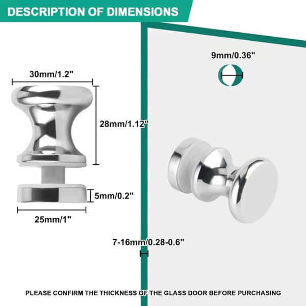 Alise Shower Glass Door Handle,Sliding Shower Doors Knob,Single Side Pull Hardware Replacement Parts for Glass Doors,Solid SUS304 Stainless Steel Knobs,Polished Chrome,XLS200DB-C