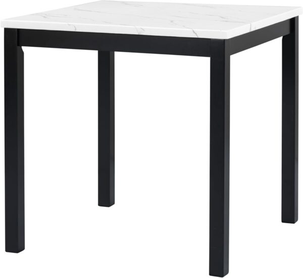Counter Height Dining Table Set for 4, Faux Marble Top Square Dining Kitchen Table with 4 Velvet Upholstered Chairs, 5 Piece Counter Height Dining Table Set for Dining Room Living Room Kitchen, Black