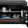 Amazon Basics Steel Security Safe and Lock Box with Electronic Keypad - Secure Cash, Jewelry, ID Documents, 0.5 Cubic Feet, Black, 13.8" W x 9.8" D x 9.8" H